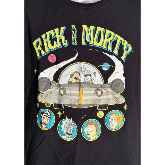 RICK and MORTY Short Sleeve Crew Neck T-Shirt Black Medium (SEE MEASUREMENTS) - Picture 2 of 5